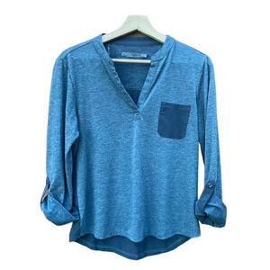 Prana women's size medium women's grey blouse with sheer back